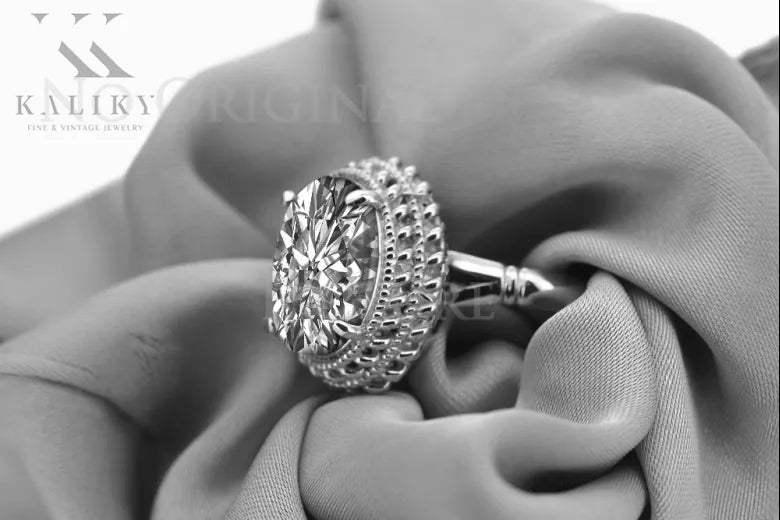 Vintage rose pink 14k gold 585 Setting ring vrc068 Vintage