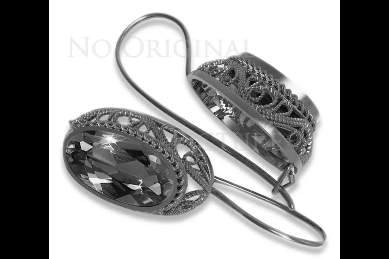 Vintage silver 925 setting earrings vec023s Russian Soviet style vec023s-st