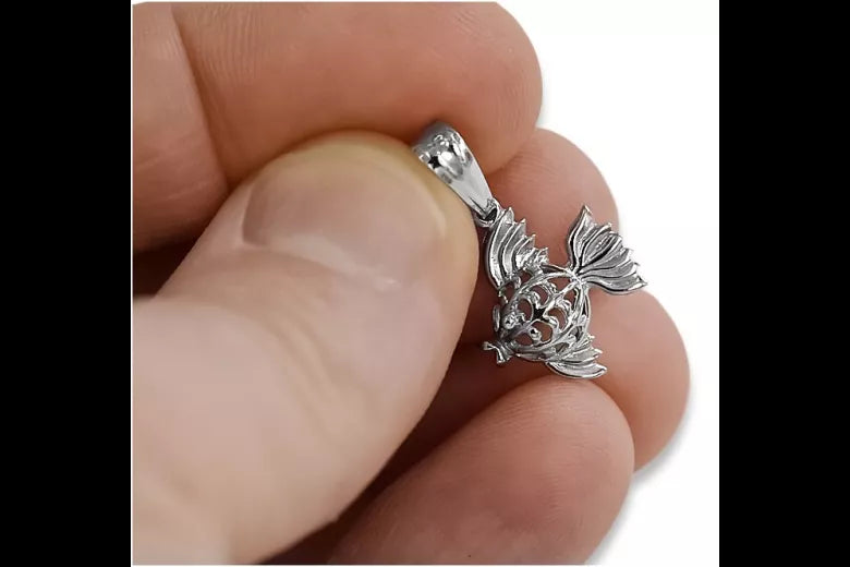 Vintage silver 925 Vintage fish pendant vpn021s