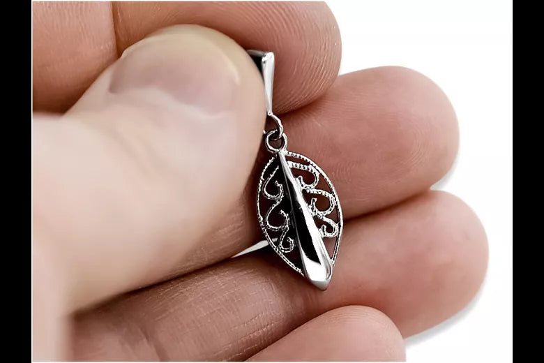 Vintage silver 925 Vintage leaf pendant vpn081s