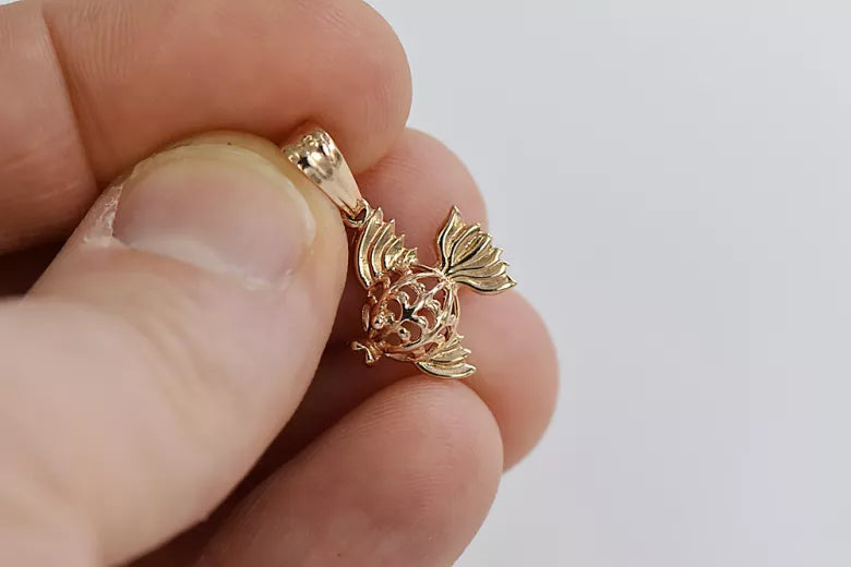 Vintage silver rose gold plated 925 Vintage fish pendant vpn021rp