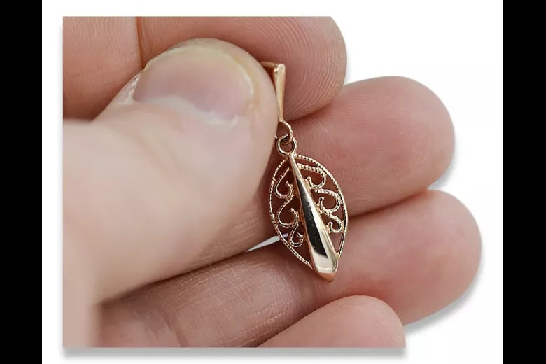 Vintage silver rose gold plated 925 Vintage leaf pendant vpn081rp
