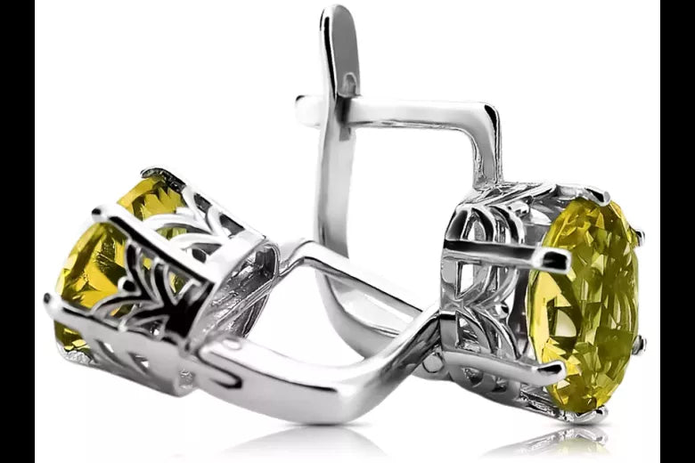 Ring Vintage Jewlery Yellow Peridot Sterling silver 925 vec003s vec003s-yp