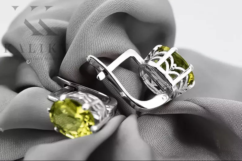 Ring Vintage Jewlery Yellow Peridot Sterling silver 925 vec003s vec003s-yp