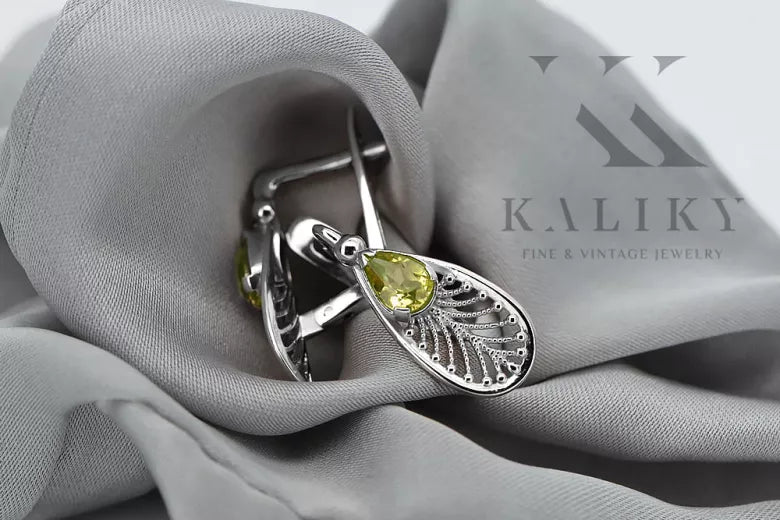 Vintage Vintage 925 Silver peridot earrings vec067s Vintage vec067s-yp