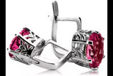 Silver 925 Russian style ruby earrings vec003s Vintage Russian Soviet style vec003s-rb