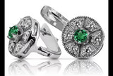 Vintage white 14k 585 gold emerald earrings vec161w Vintage vec161w-em