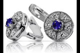 Vintage white 14k 585 gold sapphire earrings vec161w Vintage vec161w-sp