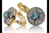 Vintage yellow 14k 585 gold aquamarine earrings vec161yw Vintage vec161yw-aq