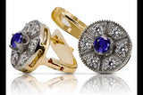 Vintage yellow 14k 585 gold sapphire earrings vec161yw Vintage vec161yw-sp