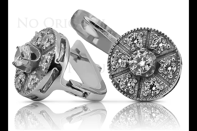 Vintage yellow 14k 585 gold setting earrings vec161yw Vintage vec161yw-st