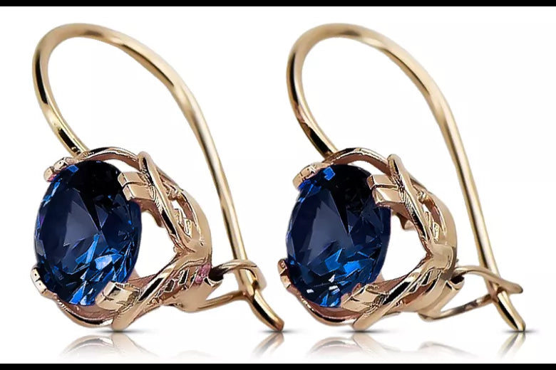 Sapphire Original Vintage 14K Rose Gold Earrings Vintage craft vec029r