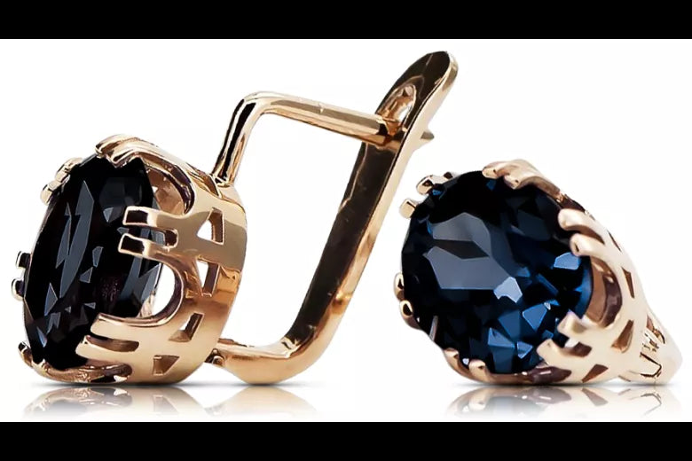Sapphire Original Vintage 14K Rose Gold Earrings Vintage Jewlery vec016r