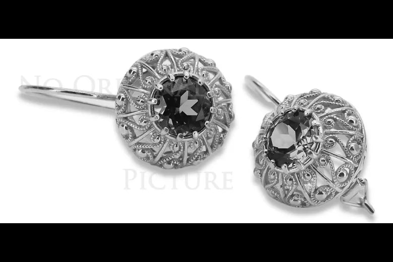 Silver 925 earrings setting vec002s Russian Soviet style vec002s-st