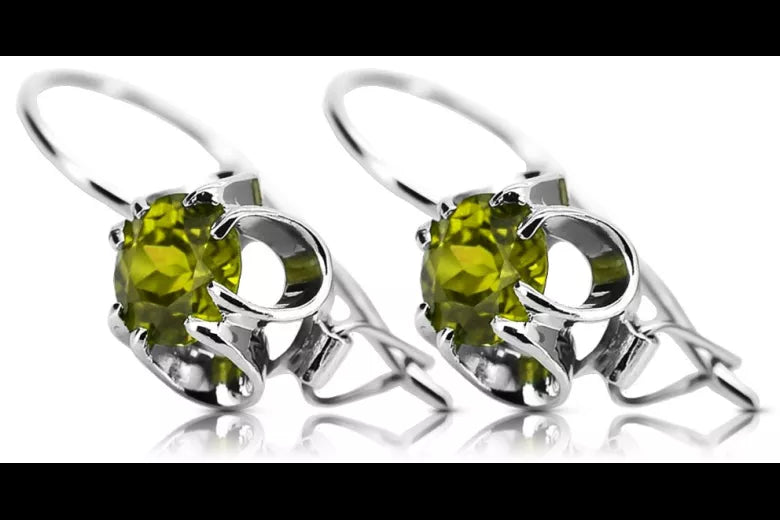 Silver 925 peridot earrings vec035s Vintage Russian Soviet style vec035s-yp
