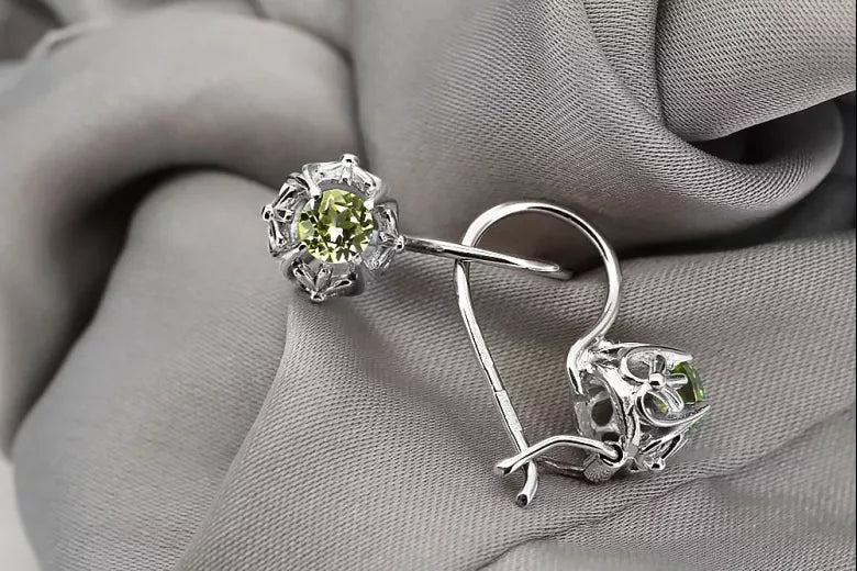 Silver 925 peridot earrings vec145s Vintage vec145s-yp
