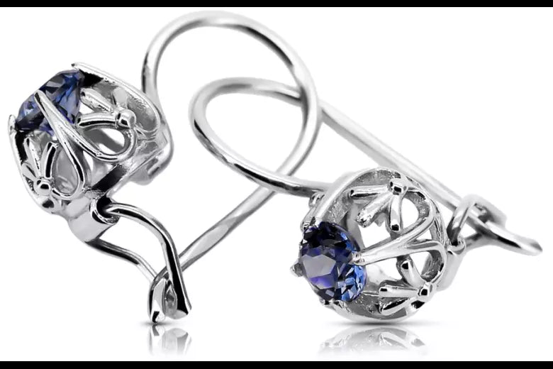 Silver 925 sapphire earrings vec145s Vintage vec145s-sp