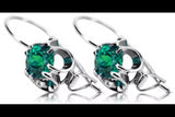 Silver 925 emerald earrings vec035s Vintage Russian Soviet style vec035s-em