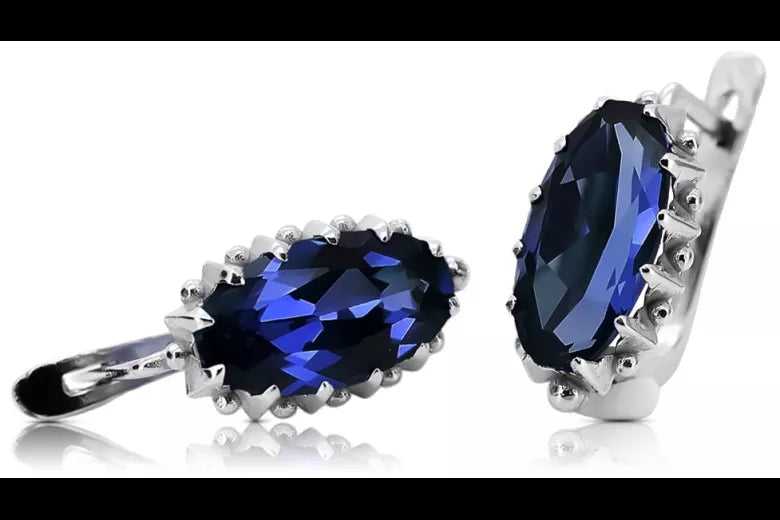Silver 925 Vintage sapphire earrings vec174s vec174s-sp