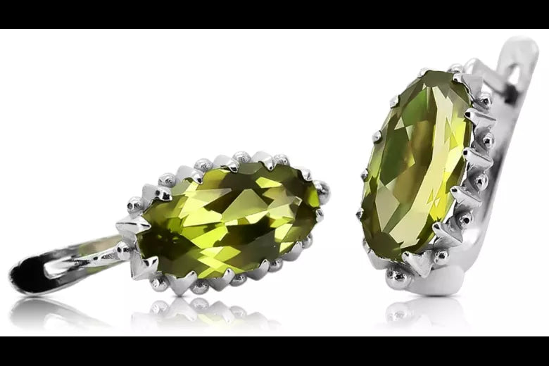 Silver 925 Vintage peridot earrings vec174s vec174s-yp