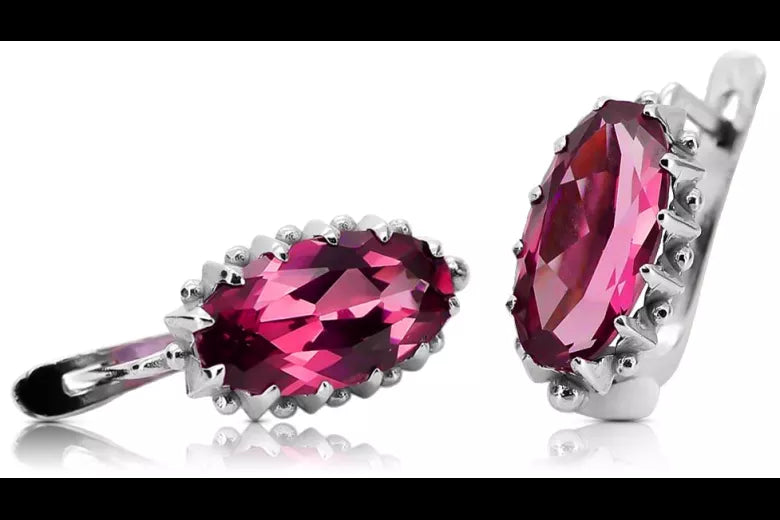 Silver 925 Vintage ruby earrings vec174s vec174s-rb
