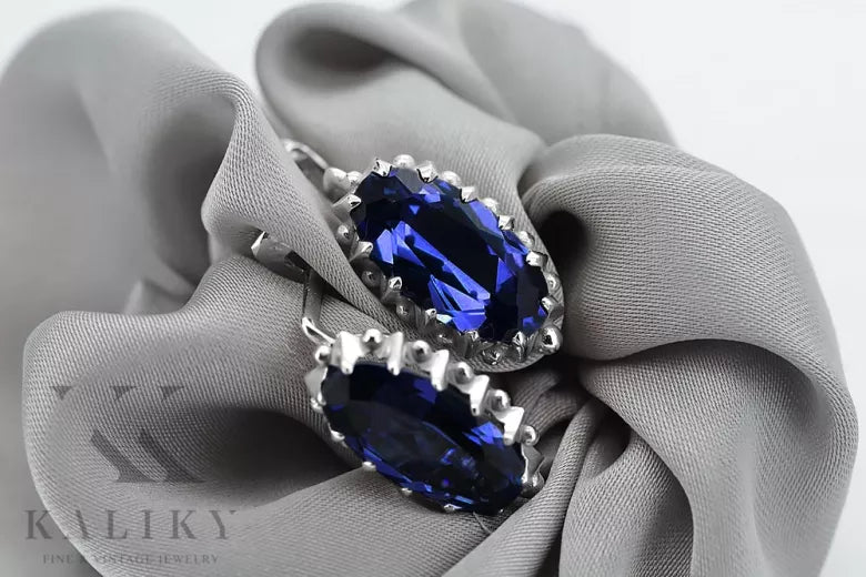 Silver 925 Vintage sapphire earrings vec174s vec174s-sp
