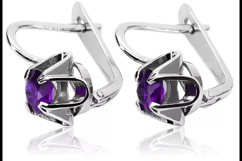 Vintage 925 Silver Alexandrite earrings vec018s Russian Soviet style