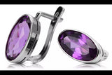 Vintage 925 Silver Amethyst earrings vec001s Russian Soviet style vec001s-am