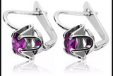 Vintage 925 Silver Amethyst earrings vec018s Russian Soviet style
