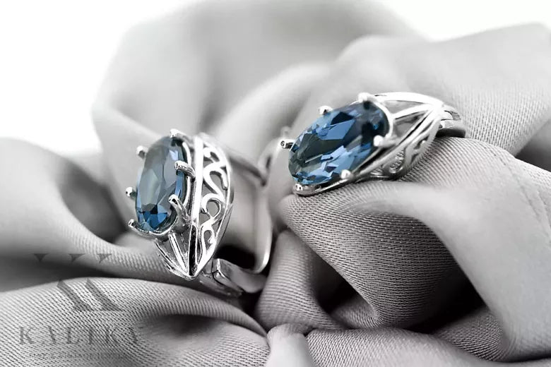 Vintage 925 Silver aquamarine earrings vec141s Russian Soviet style vec141s-aq