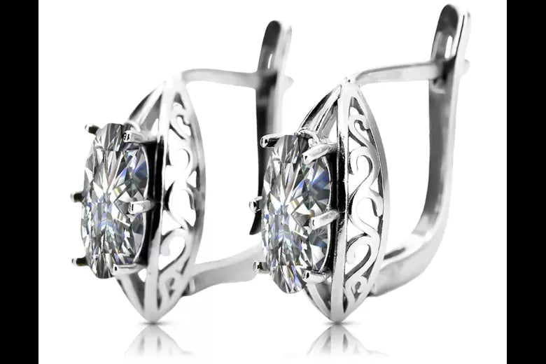 Vintage 925 Silver earrings setting vec141s Russian Soviet style vec141s-st