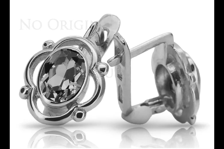 Vintage 925 Silver earrings setting vec033s Russian Soviet style vec033s-st