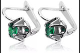 Vintage Silver 925 Emerald Earrings 17mm vec018s-em