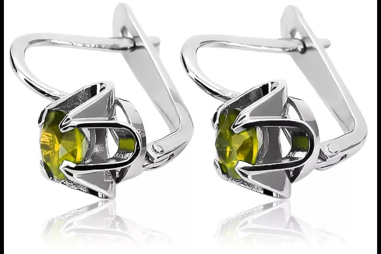 Vintage 925 Silver Peridot earrings vec018s Russian Soviet style