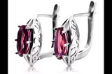 Vintage Silver 925 Ruby Earrings, Oval Stone, Wedding Gift vec141s-rb