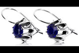Vintage 925 Silver sapphire earrings vec092s Russian Soviet style vec092s-sp