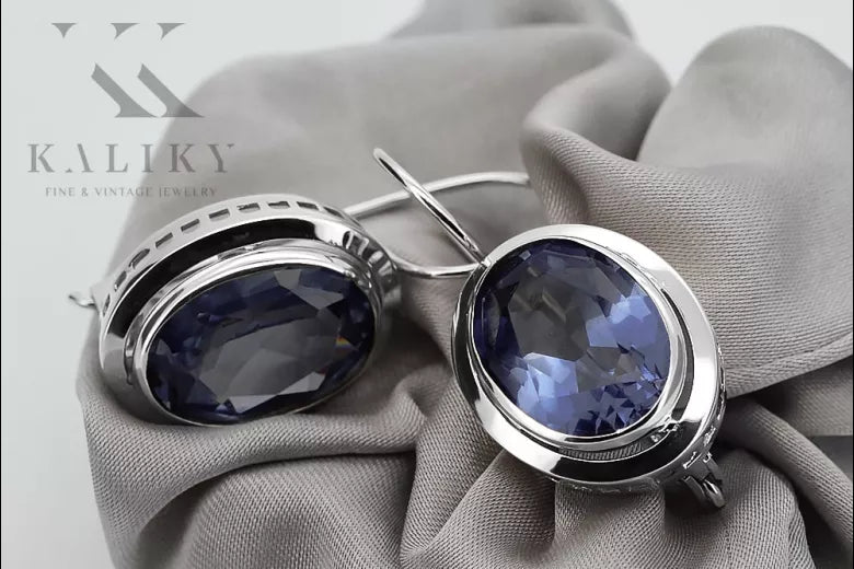 Vintage 925 Silver Sapphire earrings vec114s vec114s-sp