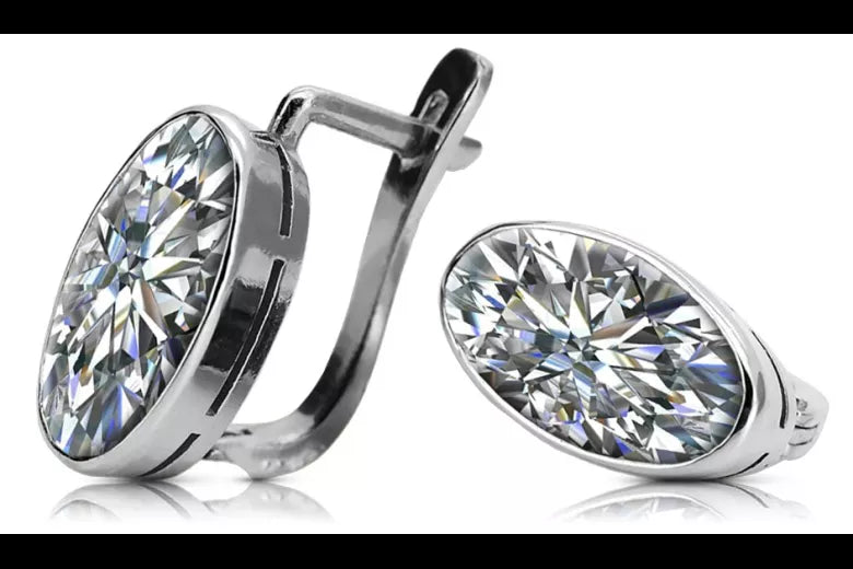 Vintage 925 Silver zircon earrings vec001s Russian Soviet style vec001s-zi
