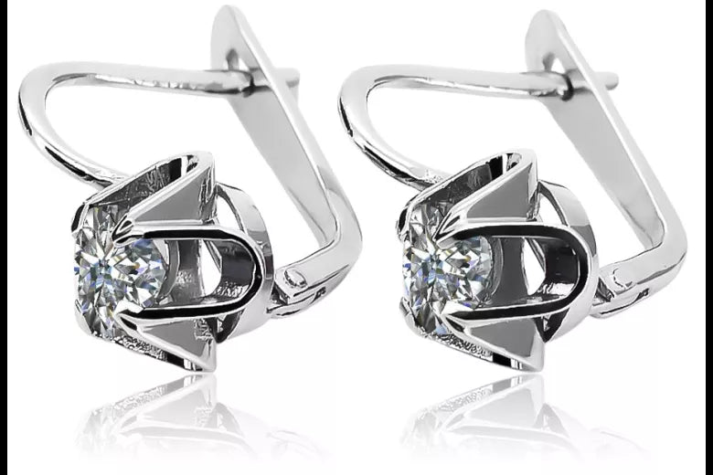 Vintage 925 Silver Zircon earrings vec018s Russian Soviet style