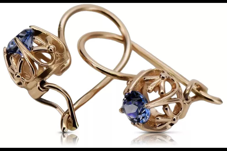 Vintage earrings made of 14k 585 rose gold with Sapphire vec145