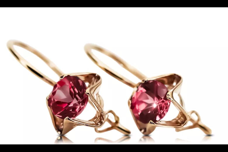 Vintage Earrings Ruby Original Vintage 14K Rose Gold vec142r