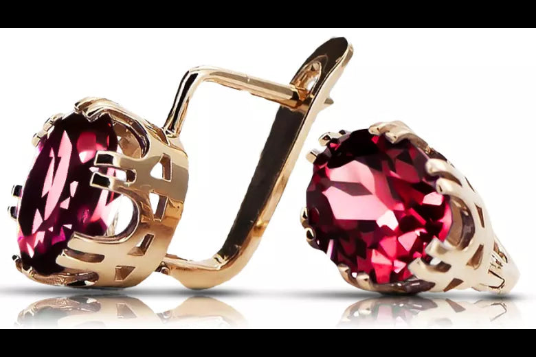 Vintage Jewlery Earrings Ruby Original Vintage 14K Rose Gold vec016r