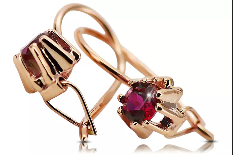 Vintage Jewlery Earrings Ruby Original Vintage 14K Rose Gold vec053r