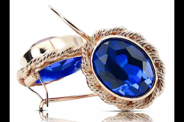 Vintage Jewlery earrings Sapphire 14K Rose Gold vec007r