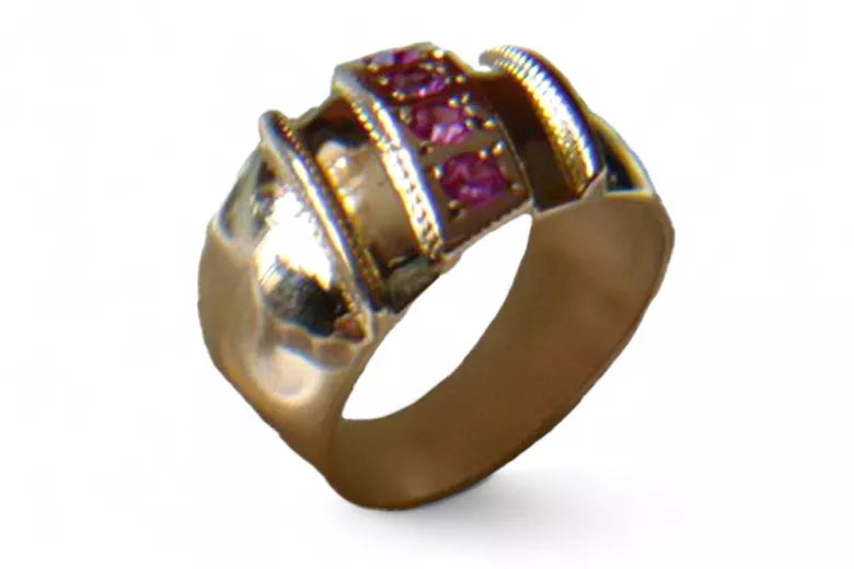 Vintage Rose Gold Ring 14K Alexandrite Ruby Emerald Sapphire Zircon 585 vrc280