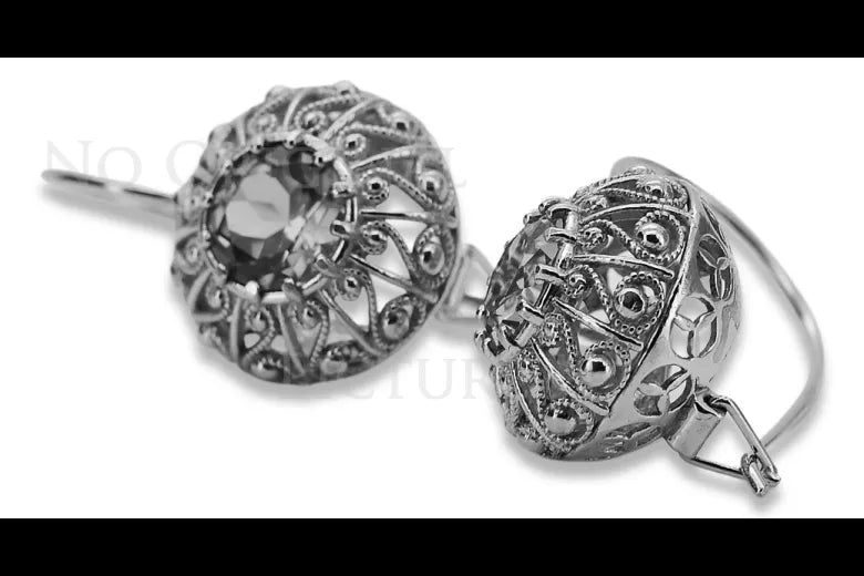 Vintage rose pink 14k 585 gold earrings setting vec002 Russian Soviet style vec002r-st