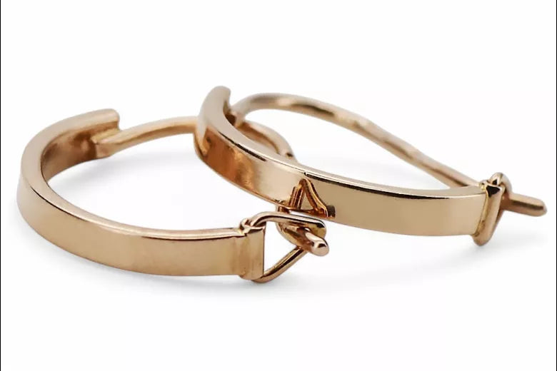 Vintage rose pink 14k 585 gold round earrings ven055