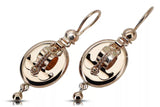 Vintage rose pink 14k 585 gold Samovar earrings ven244