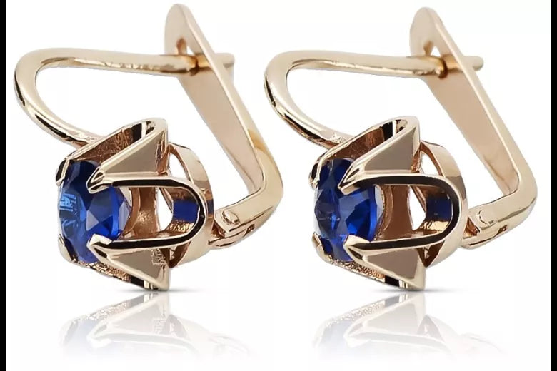 Vintage rose pink 14k 585 gold Sapphire earrings vec018 Russian Soviet style