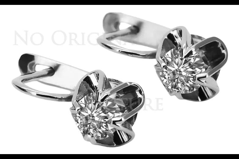 Vintage rose pink 14k 585 gold Setting earrings vec018 Russian Soviet style vec018r-st